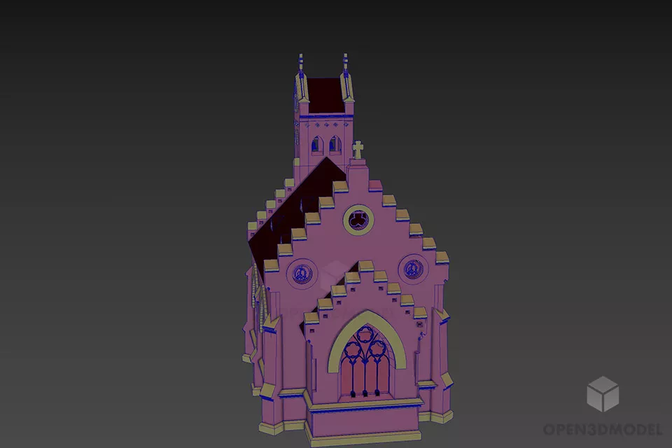 European Church Lutheran Building 3d model 3