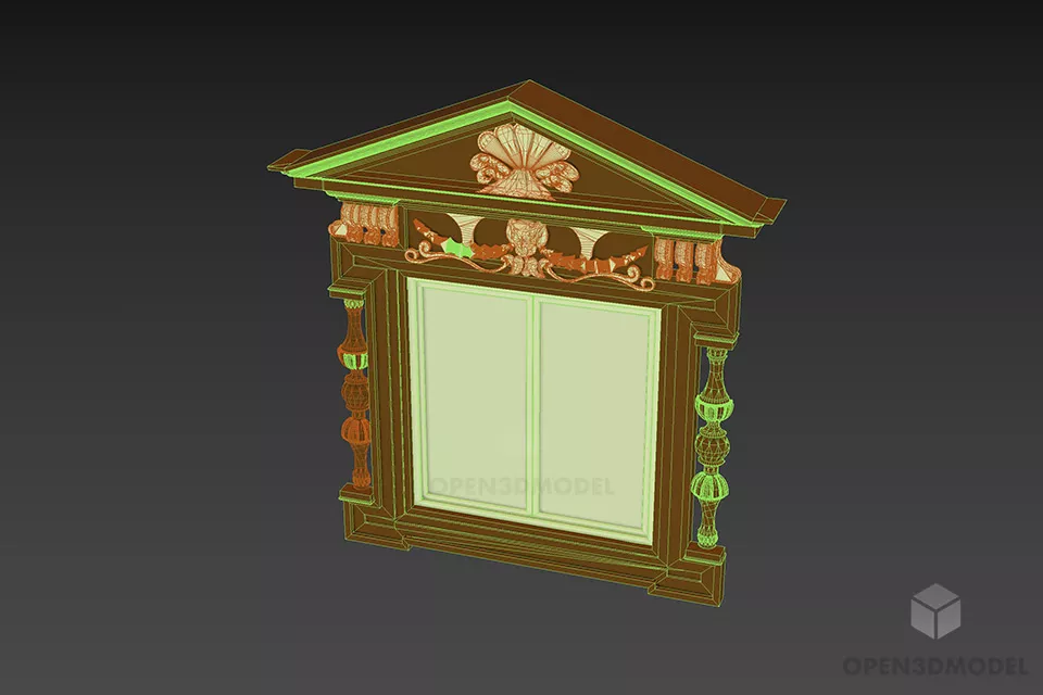 Window Carved Frame Antique Style 3d model 3