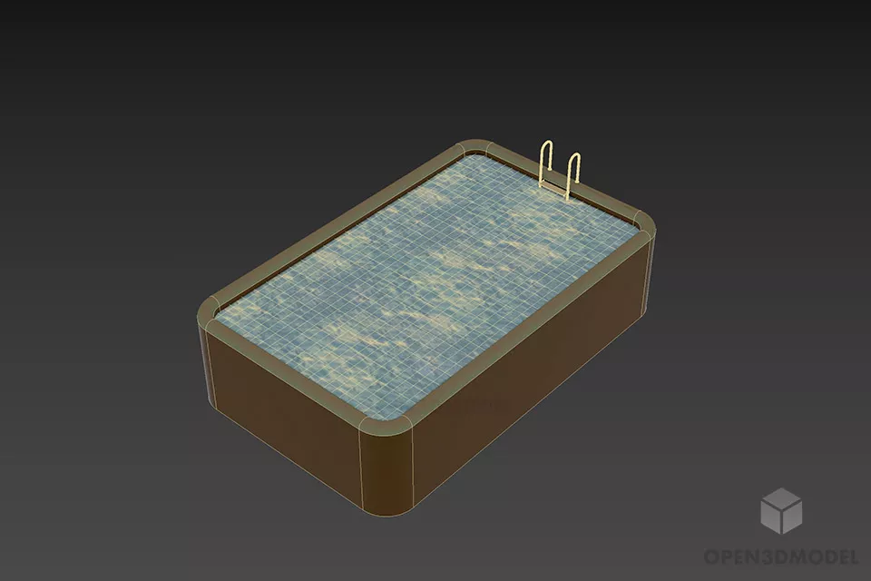 Outdoor Rectangular Portable Pool 3d model 2