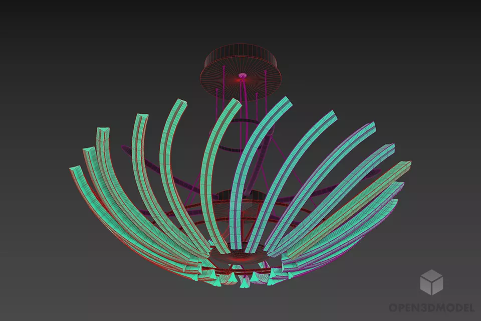 Pendant Lamp Orion With Propeller Style 3d model 2