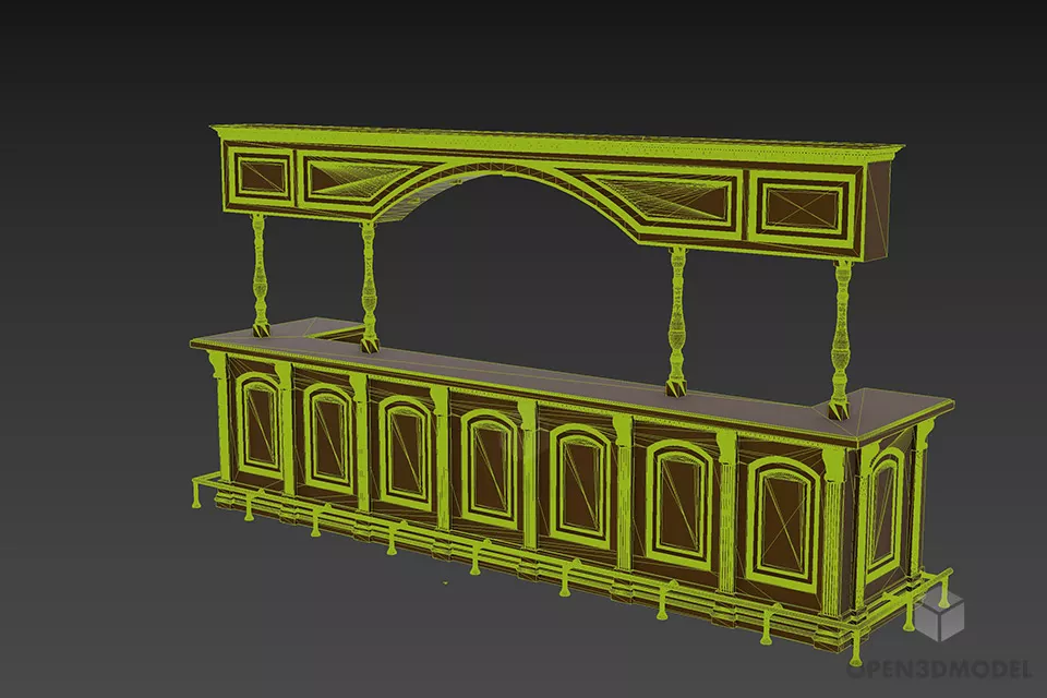 Boutique Bar Rack Cabinet 3d model 2