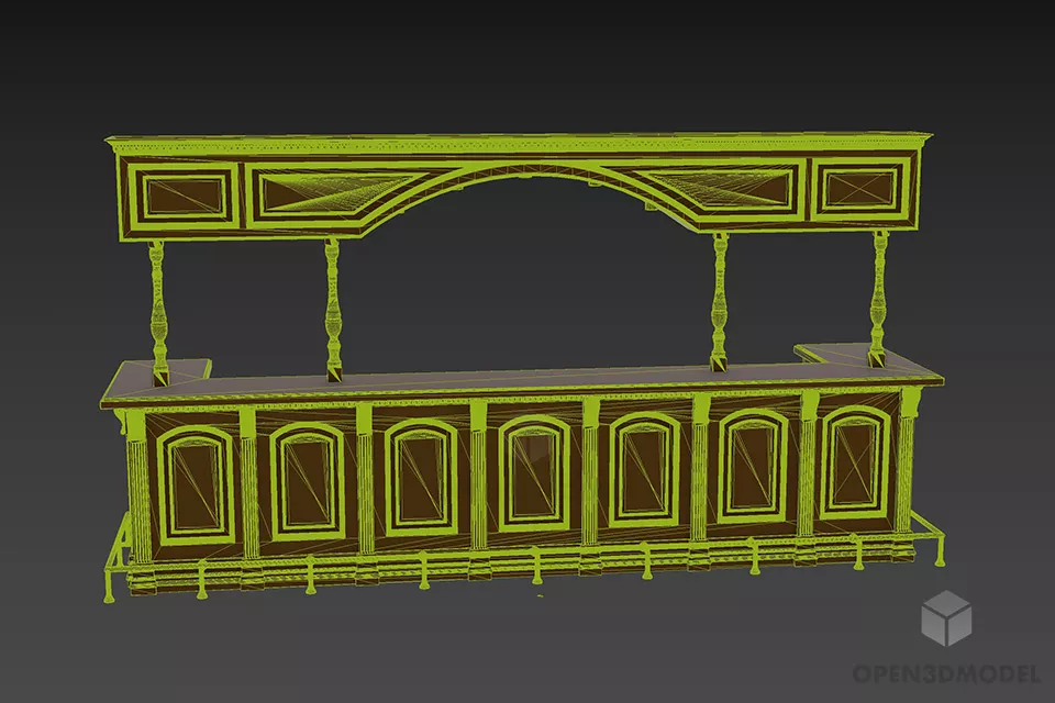 Boutique Bar Rack Cabinet 3d model 3