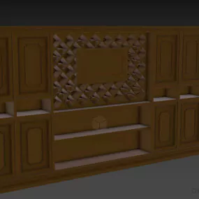 Boutique Bar Cabinet Carved Frame 3d model