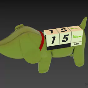 Table Calendar Stuffed Dog Shape 3d model