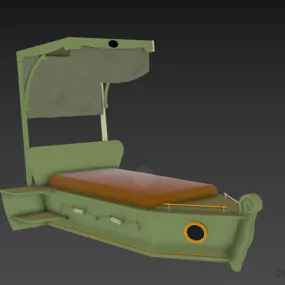Creative Kid Bed Boat Shape 3d model