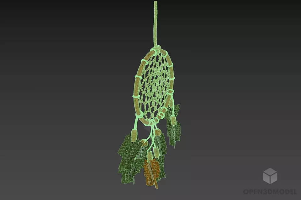 Feathers Dreamcatcher Decoration 3d model 2