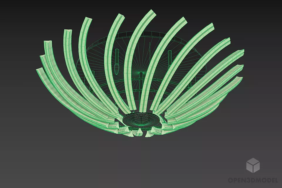 Round Pendant Lamp With Twist Shade 3d model 2