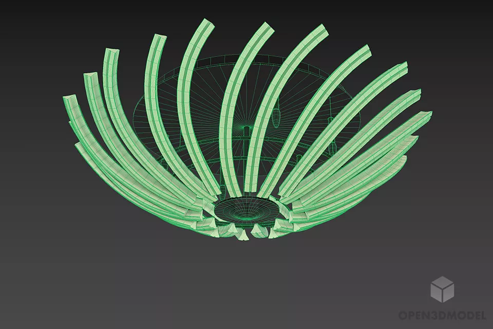 Round Pendant Lamp With Twist Shade 3d model 3