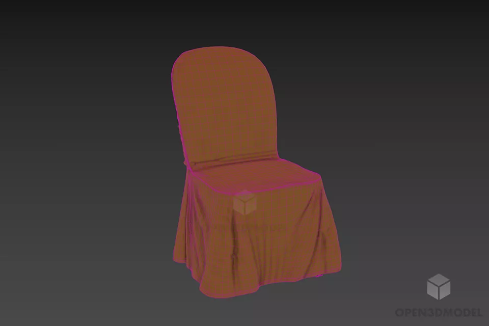 Restaurant Chair With Bow Tie 3d model 2