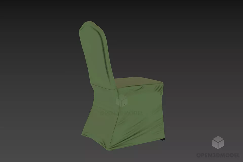 Chair Tufted Back Curved Shape 3d model