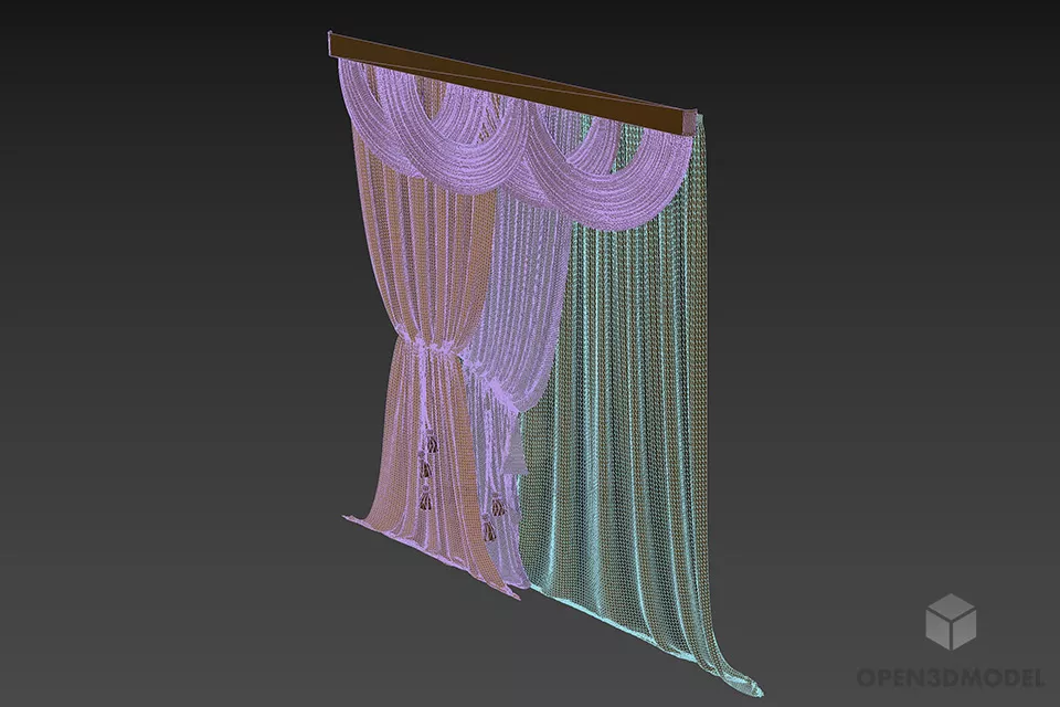 Curved Curtain Boutique Style 3d model 3