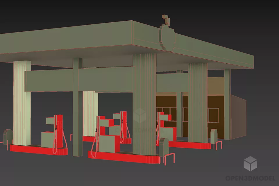 Gas Oil Station Building 3d model 2