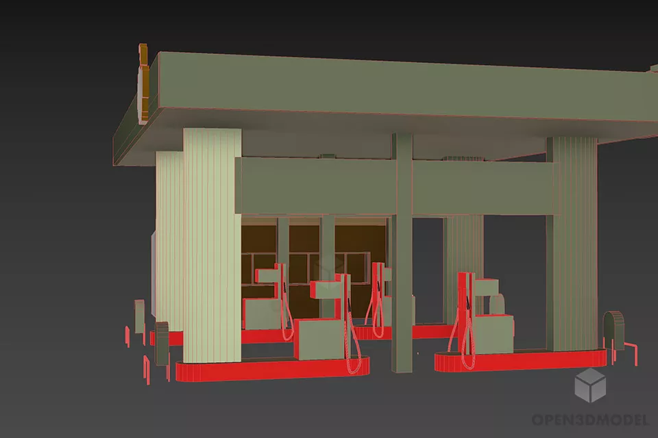 Gas Oil Station Building 3d model 3