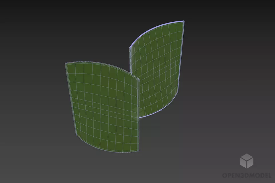 Curved Textile Screen Office 3d model 2