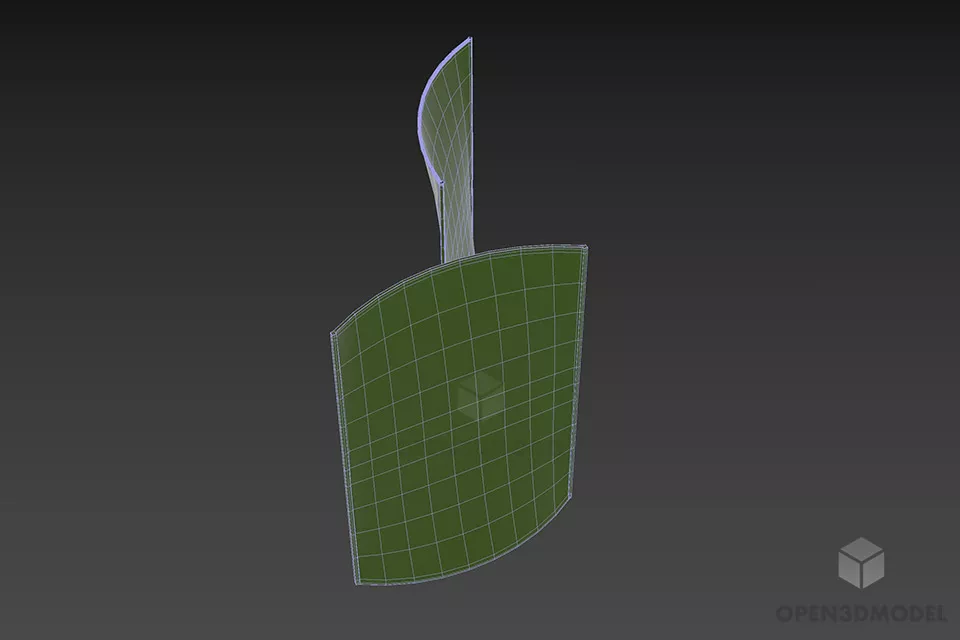 Curved Textile Screen Office 3d model 3
