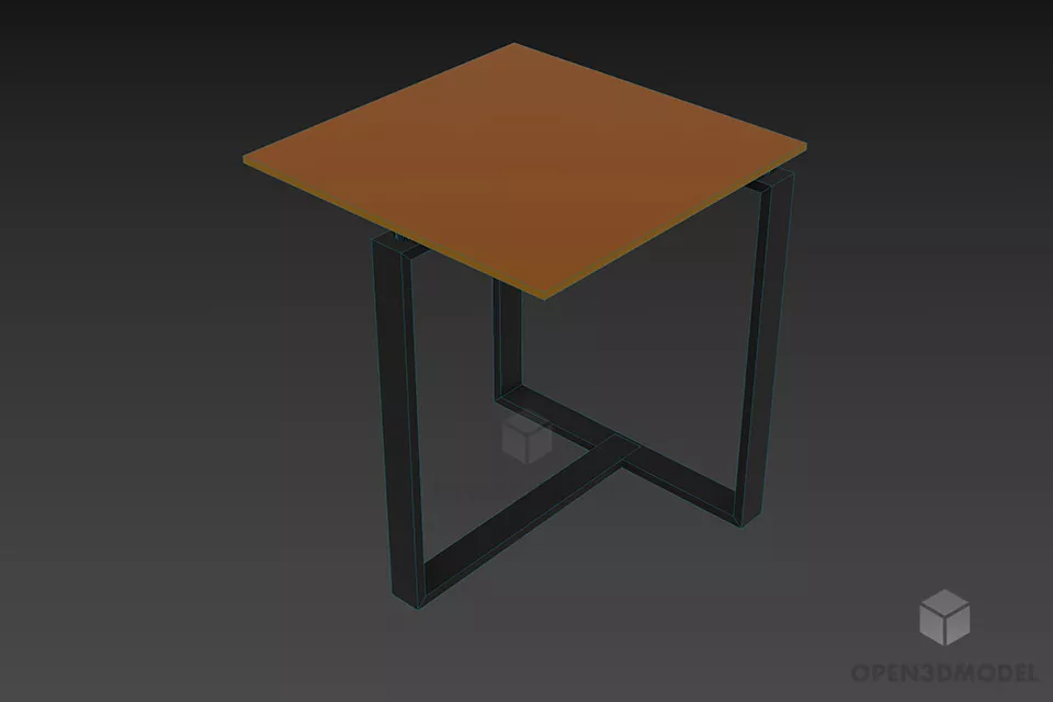 Square Glass Coffee Table With Inox Stand 3d model 2