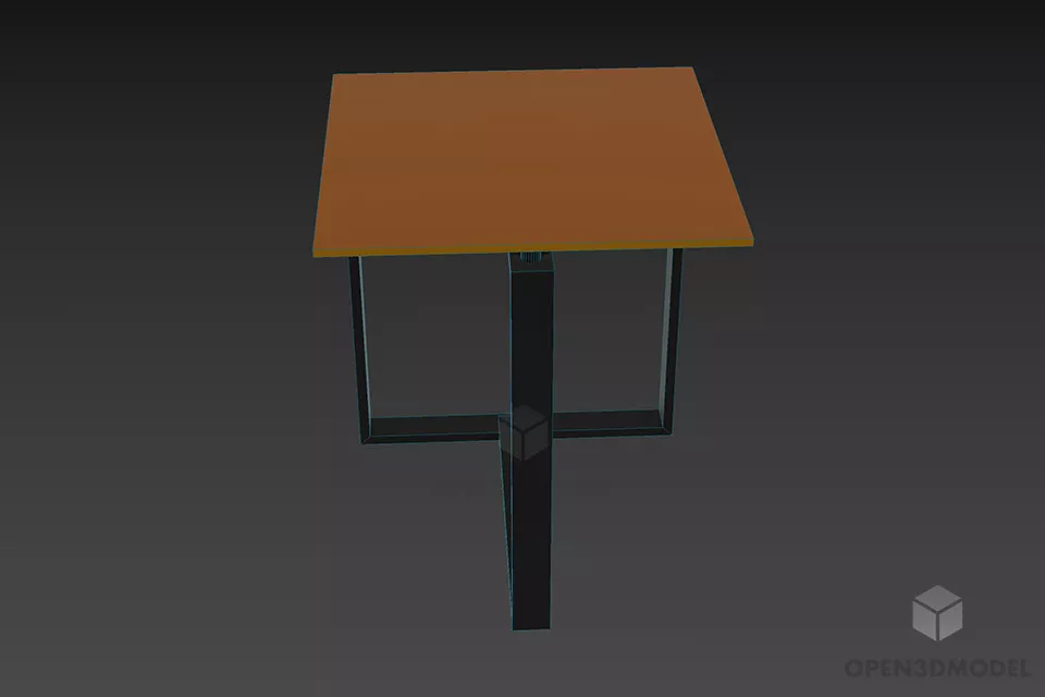 Square Glass Coffee Table With Inox Stand 3d model 3