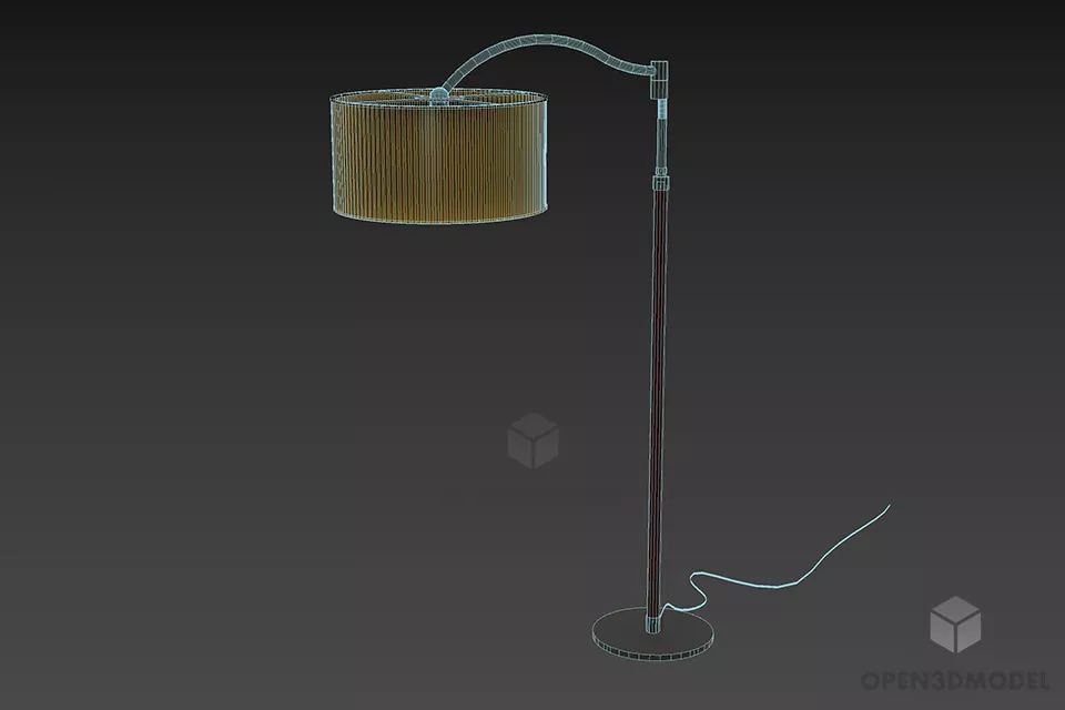 Contemporary Floor Lamp With Glass Cylinder Shade 3d model 2