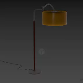 Contemporary Floor Lamp With Glass Cylinder Shade 3d model