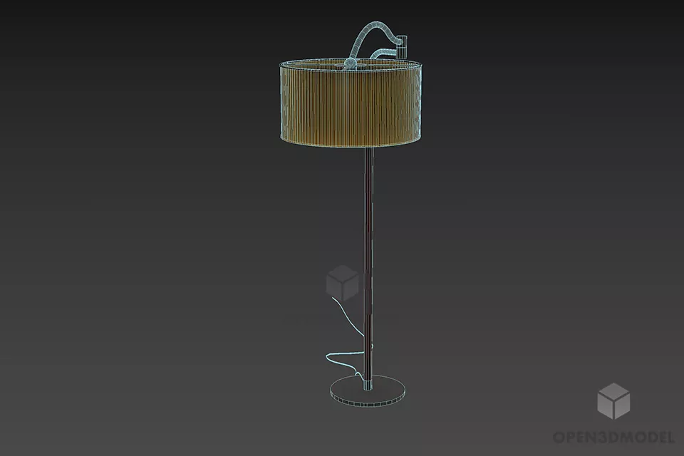 Contemporary Floor Lamp With Glass Cylinder Shade 3d model 3