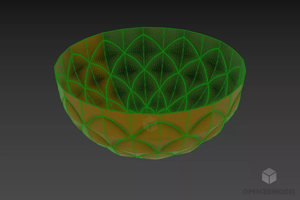 Golden Vase Carved Style 3d model 2