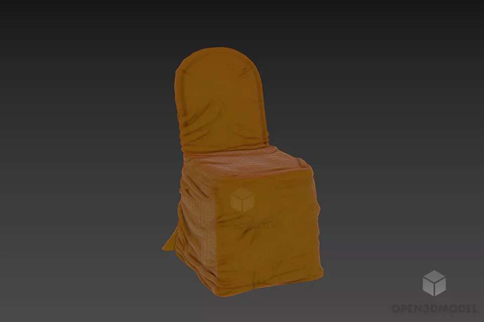 Restaurant Velvet Chair Wrinkled Textile 3d model 2