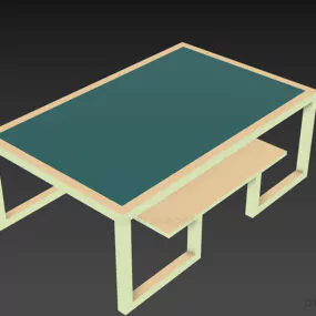 Square Coffee Table Black Steel Frame 3d model
