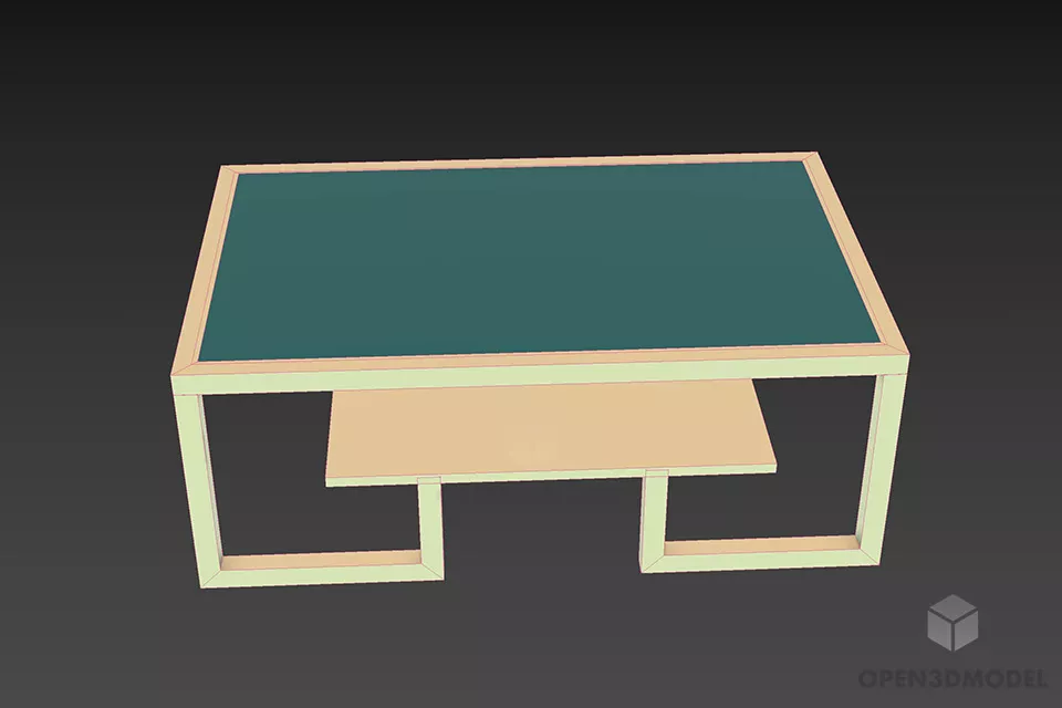 Square Coffee Table Black Steel Frame 3d model 3