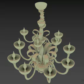 Silver Chandelier Ceiling Lamp Old Style 3d model