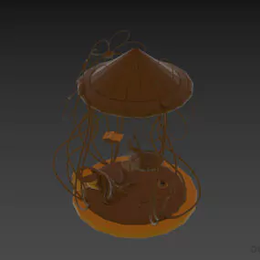 Cartoon Outdoor Pavilion With Hat Roof 3d model