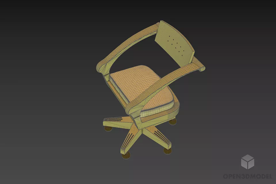 Wheel Armchair Without Back Panel 3d model 2