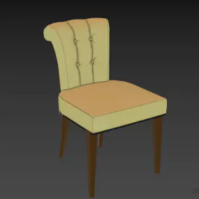 Chair Tufted Back Curved Shape 3d model