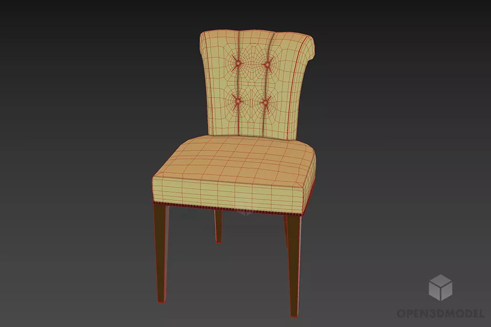 Chair Tufted Back Curved Shape 3d model 3