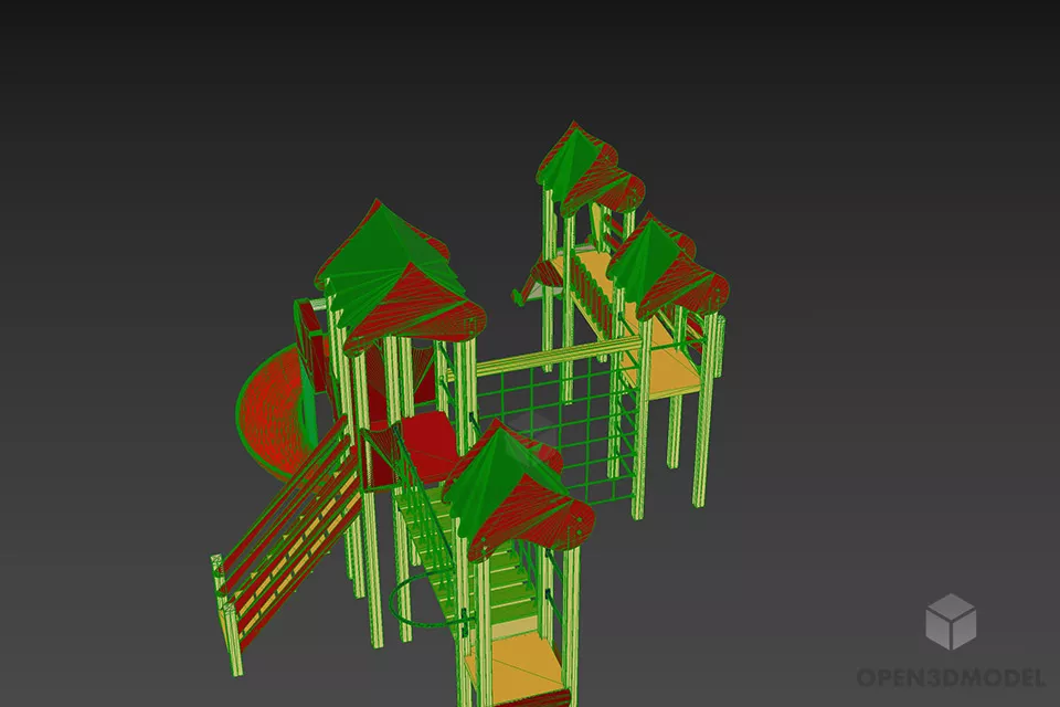 Playground For Kid Slide Stair Combination 3d model 2