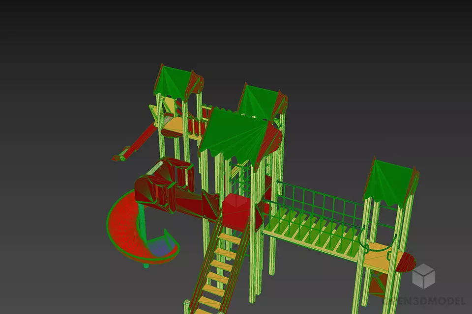 Playground For Kid Slide Stair Combination 3d model 3