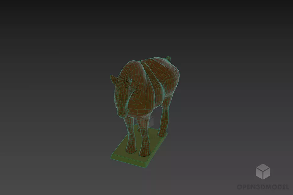 Art Figurine Horse Jade Material 3d model 2