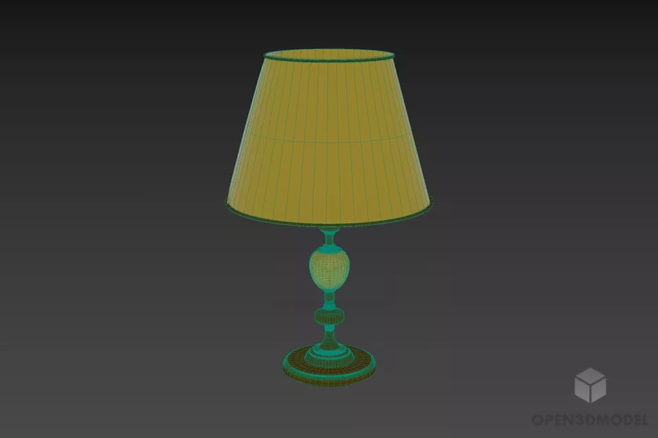 Hotel Antique Lamp With Silver Stand 3d model 3