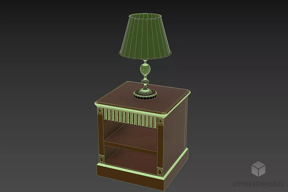 Bedside Table Boutique Carved Frontside 3d model 3