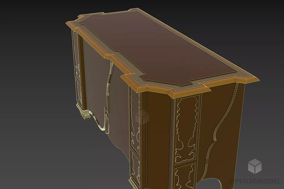 Boutique Locker With Carved Edges 3d model 2