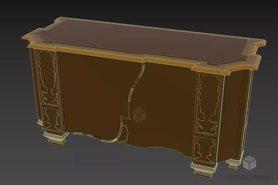 Boutique Locker With Carved Edges 3d model 3