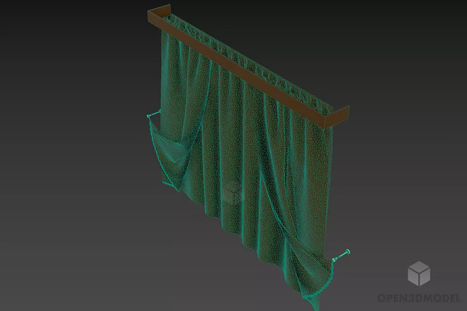 Curtain Two Layers Opening Style 3d model 2