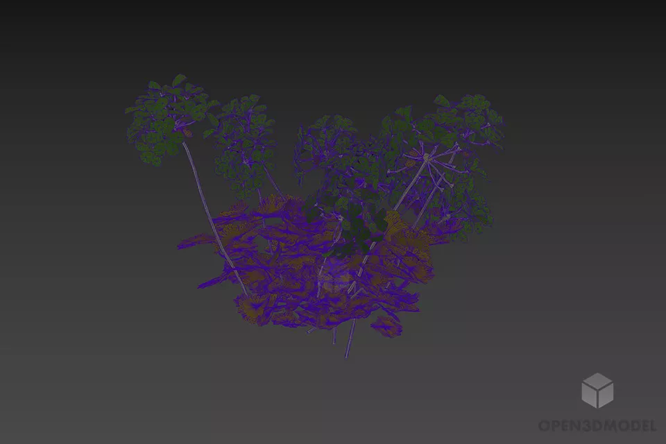 Tiny Flowers Garden Bushes 3d model 2