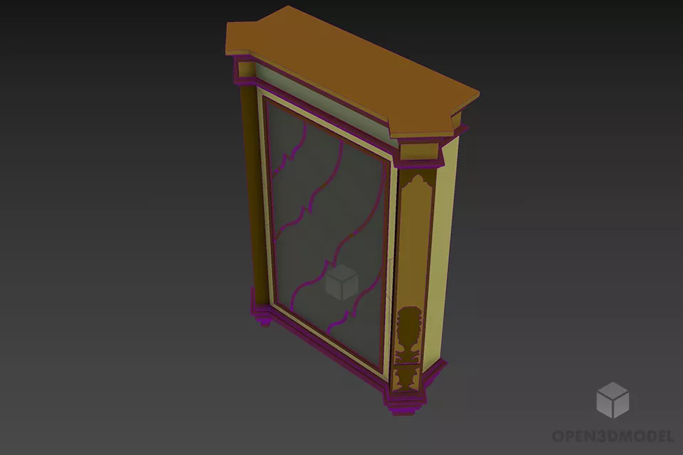 Glasscase Side Cabinet Marble Finished 3d model 3