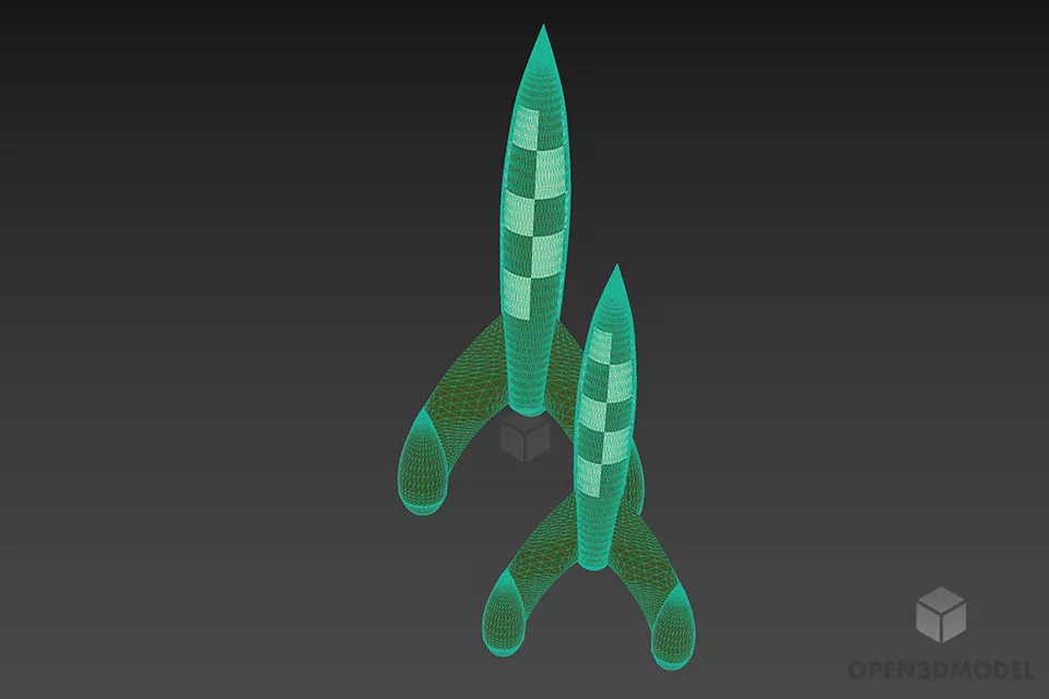 Cartoon Rocket Tintin 3d model 2