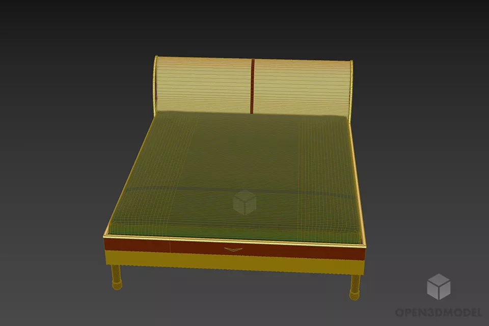 Boutique Hotel Bed Velvet Thin Mattress 3d model 3