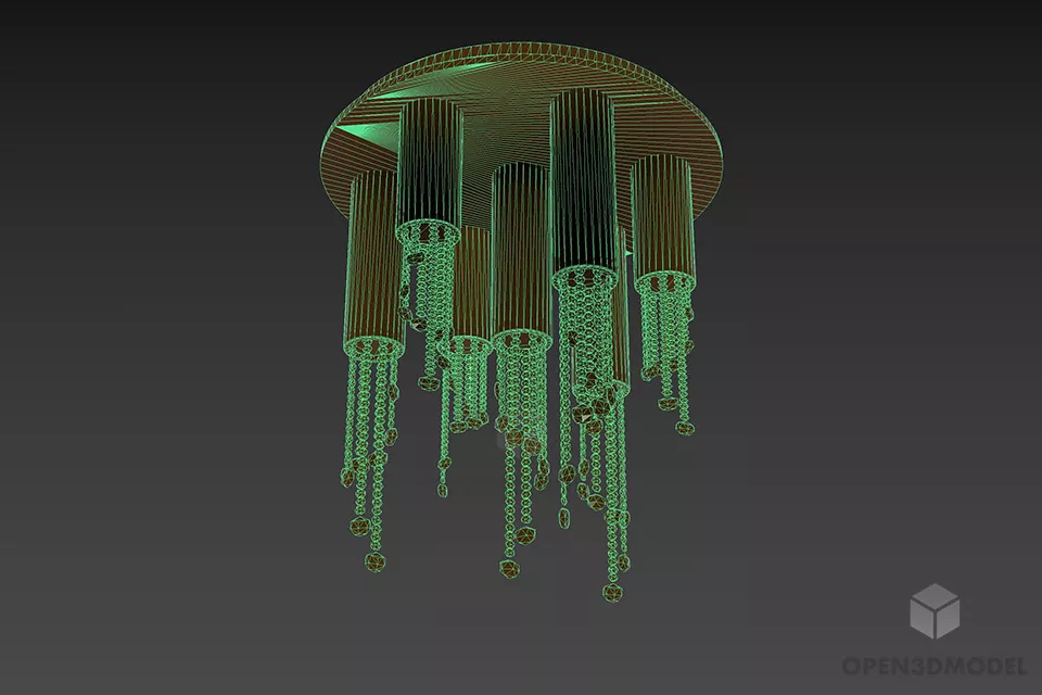Ceiling Lamp Glass Cylinder Pile Shades 3d model 2