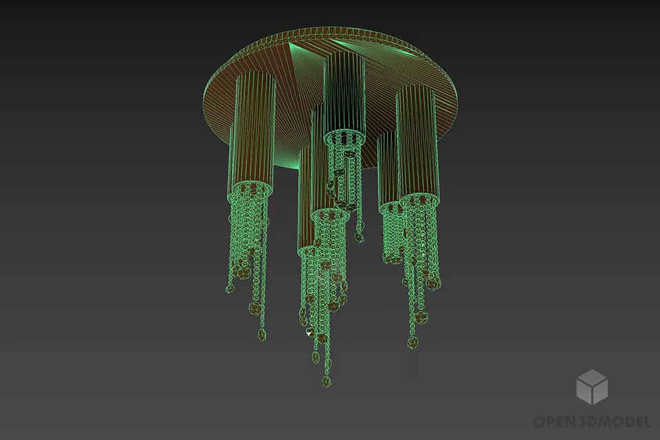 Ceiling Lamp Glass Cylinder Pile Shades 3d model 3