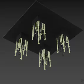 Glass Ceiling Lamp With Square Pile Shades 3d model