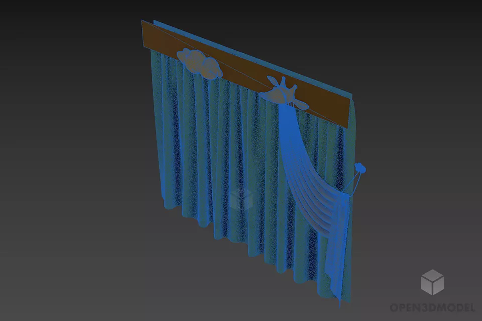 Satin Curtain With Decorative Shapes 3d model 2