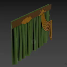 Satin Curtain With Decorative Shapes 3d model